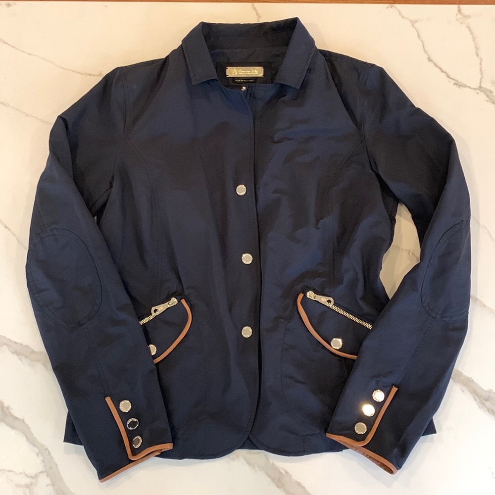 Mássimo dutti navy jacket with leather trim